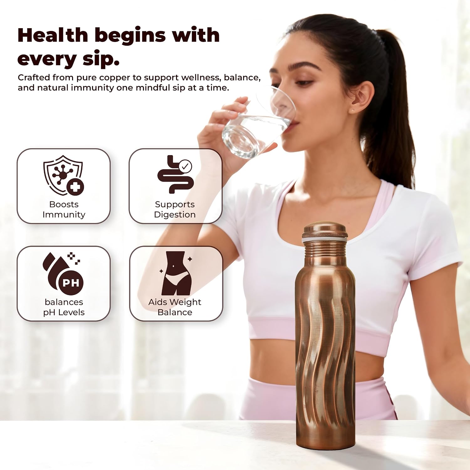 앤틱 구리 물병 1000ml (2개입) - 헬스장, 사 - Ayurvedic & Herbal Wellness Kits 리뷰 및 가격